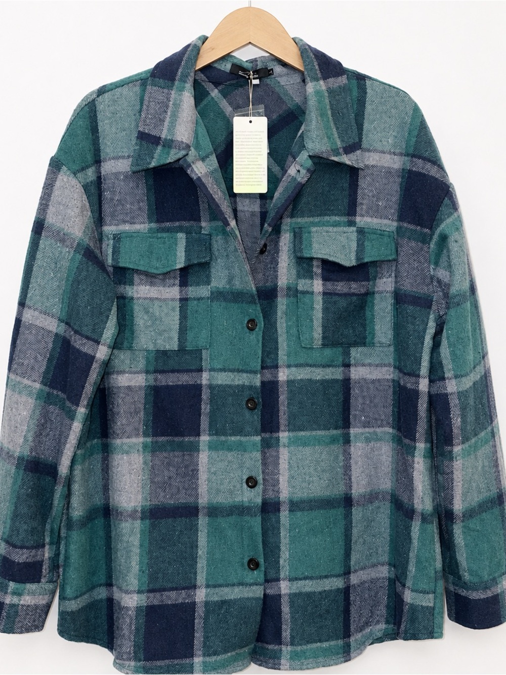 NWT Trendy Queen Teal Plaid Oversized Shacket